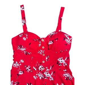Rue 21 Womens Medium Red Floral Sleeveless Romper Shorts NWT‎ Corset Style Y2K